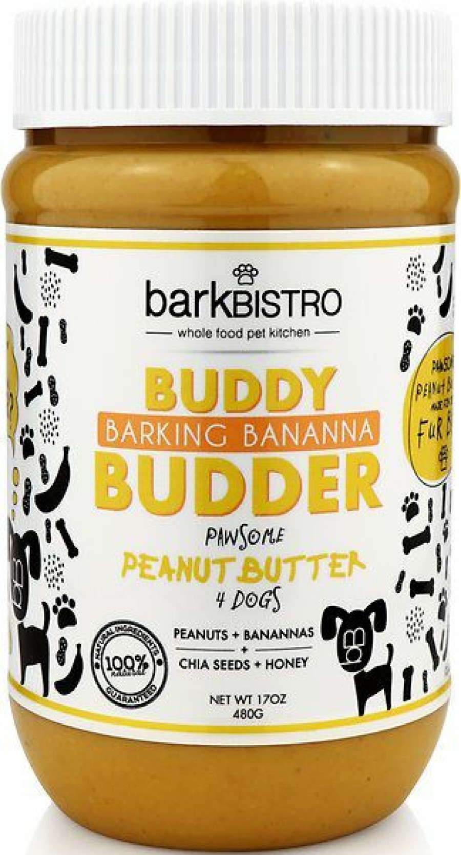 Soft & Chewy Treats * | Bark Bistro Company Buddy Budder Barking Banana Peanut Butter Lickable Dog Treat, 16-Oz Jar Sale