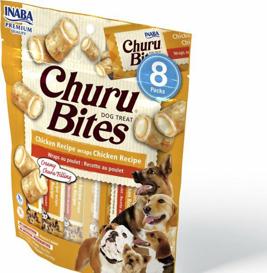 Soft & Chewy Treats * | Inaba Churu Bites Wraps Chicken Recipe Grain-Free Soft & Chewy Dog Treats, 0.42-Oz, Pack Of 8 Discount