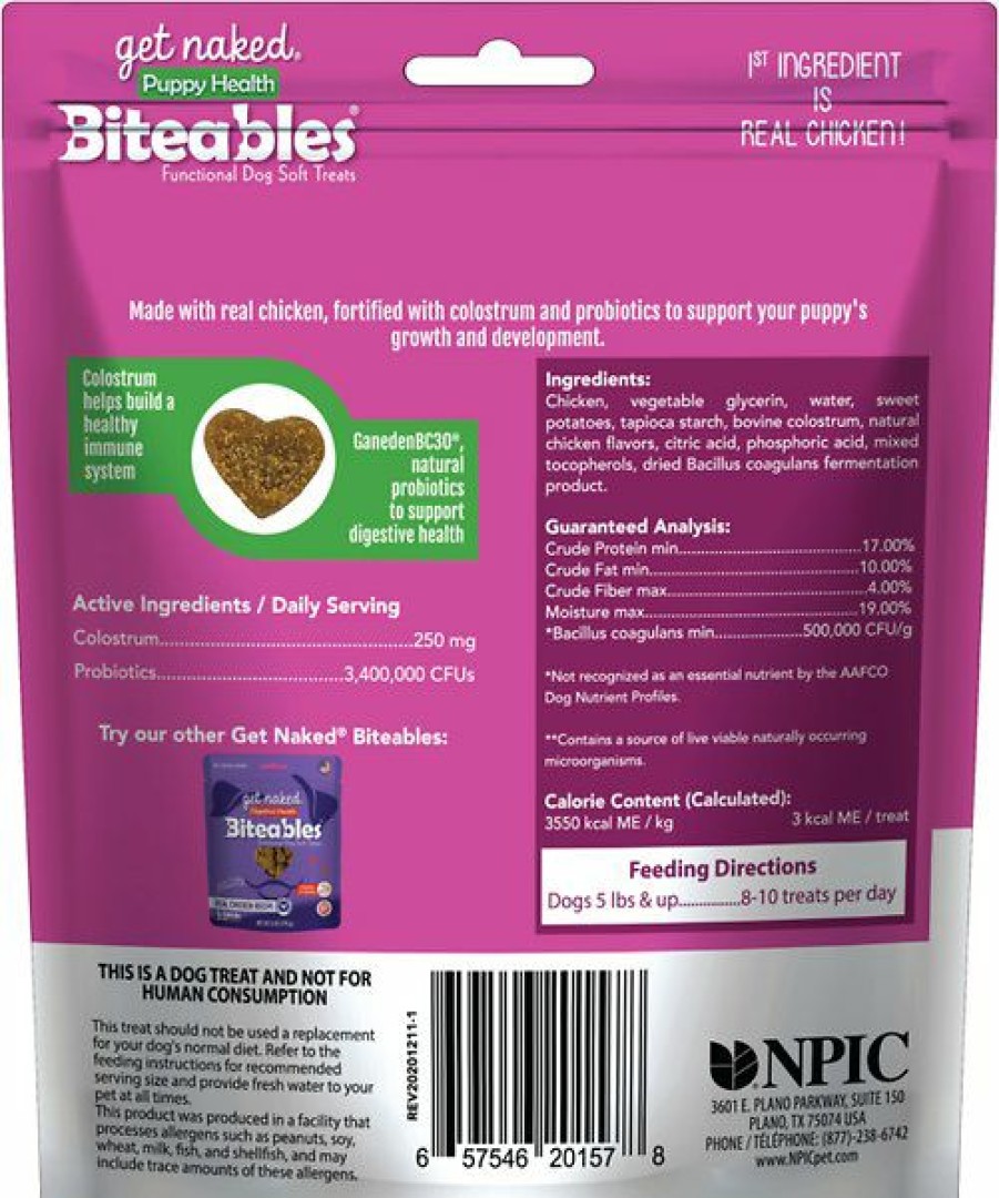 Soft & Chewy Treats * | Get Naked Biteables Functional Real Chicken Recipe Puppy Treats, 6-Oz Bag Discount