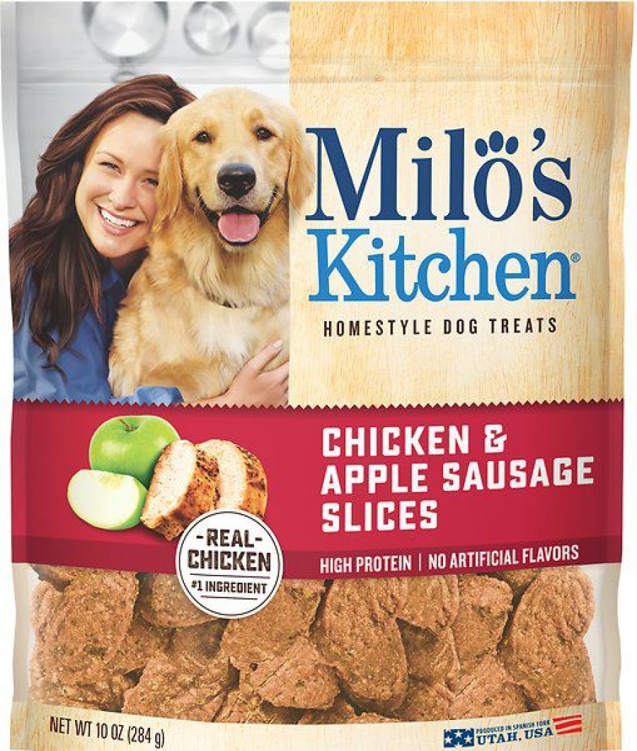 Soft & Chewy Treats * | Milo'S Kitchen Chicken & Apple Sausage Slices Dog Treats, 10-Oz Discount