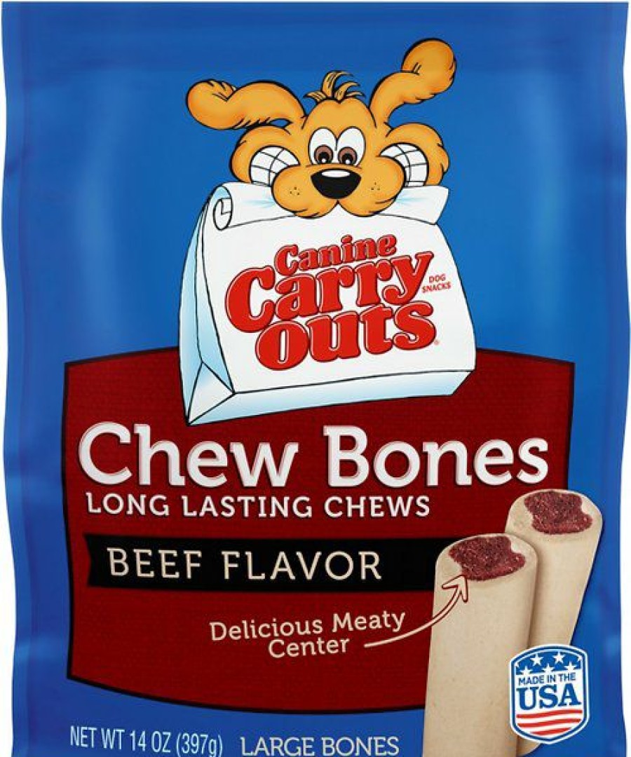 Soft & Chewy Treats * | Canine Carry Outs Chew Bones Beef Flavor Dog Treats, Large Online