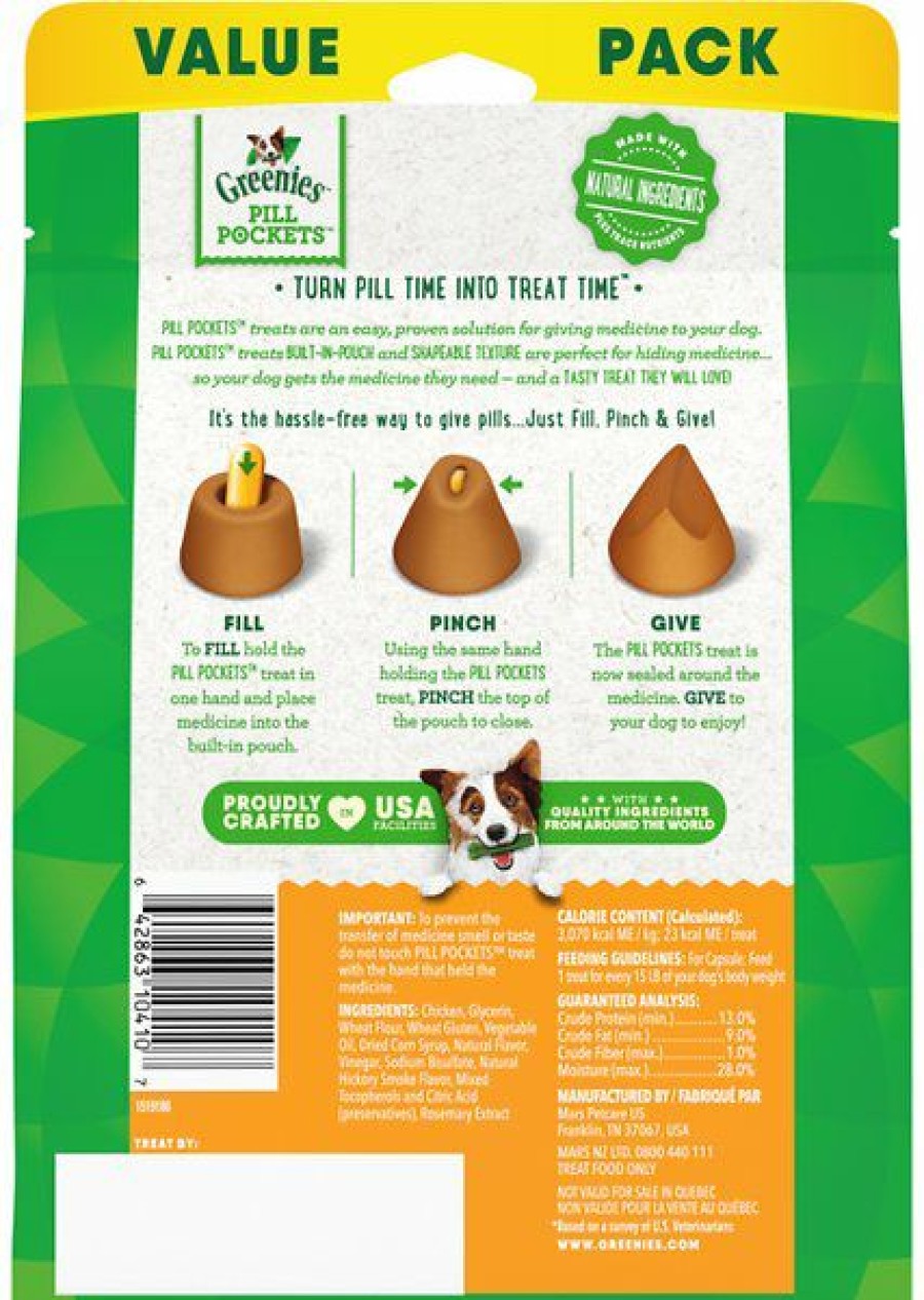 Soft & Chewy Treats * | Greenies Pill Pockets Canine Chicken Flavor Dog Treats, Capsule Size Clearance