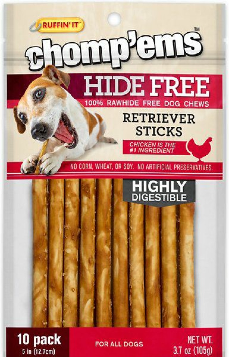 Soft & Chewy Treats * | Ruffin' It Chomp'Ems Hide-Free Chicken Sticks Dog Treats, 10 Count Online