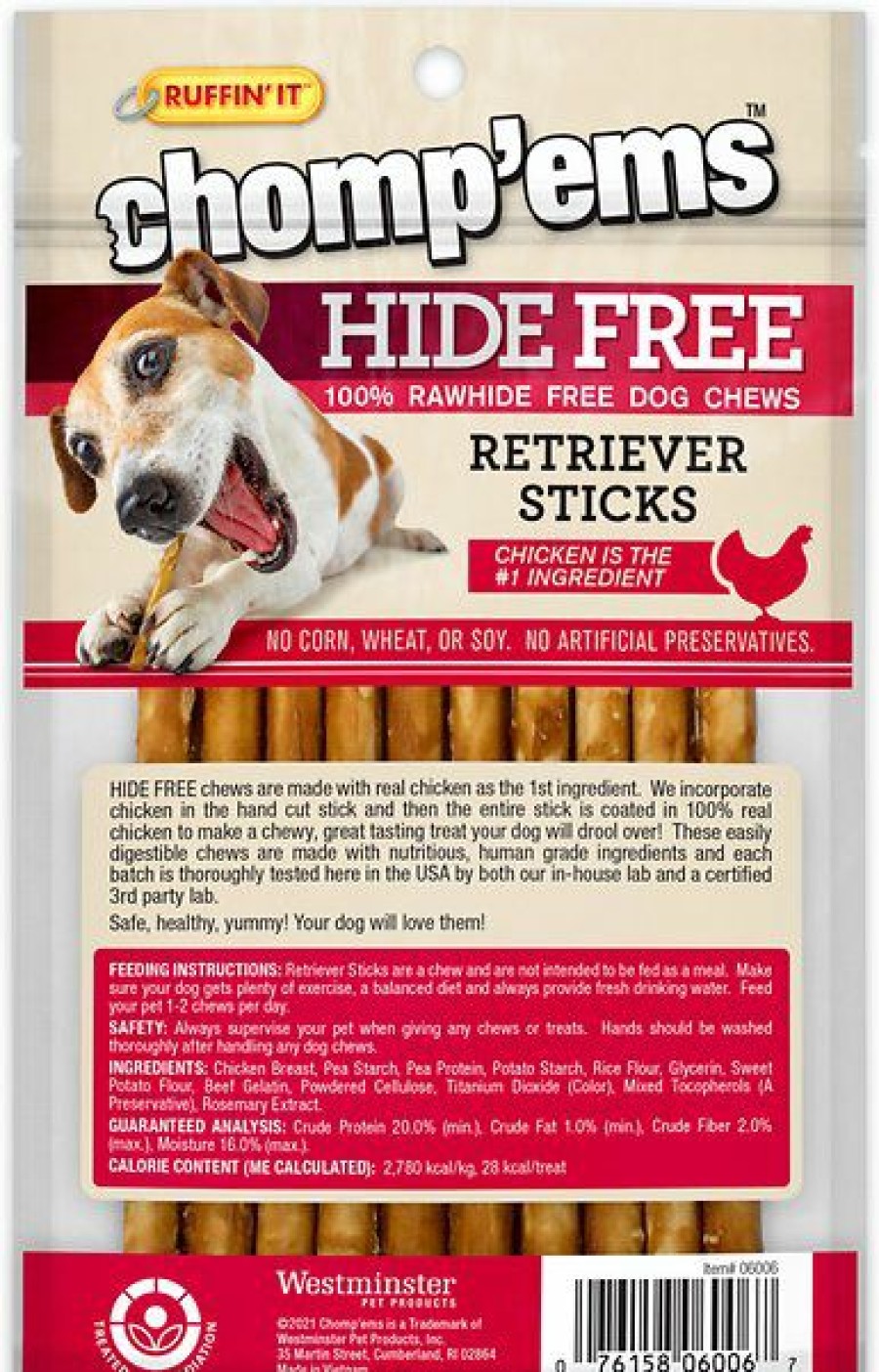 Soft & Chewy Treats * | Ruffin' It Chomp'Ems Hide-Free Chicken Sticks Dog Treats, 10 Count Online