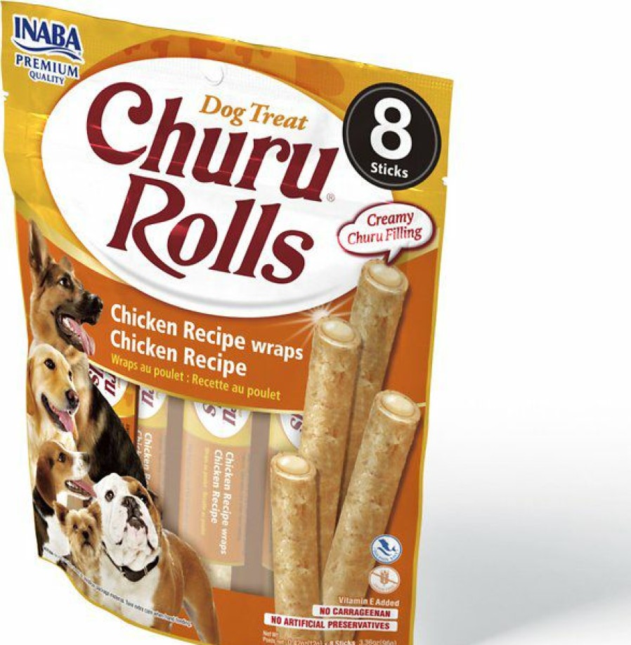 Soft & Chewy Treats * | Inaba Churu Rolls Chicken Recipe Grain-Free Soft & Chewy Dog Treats, 0.42-Oz, Pack Of 8 Sale