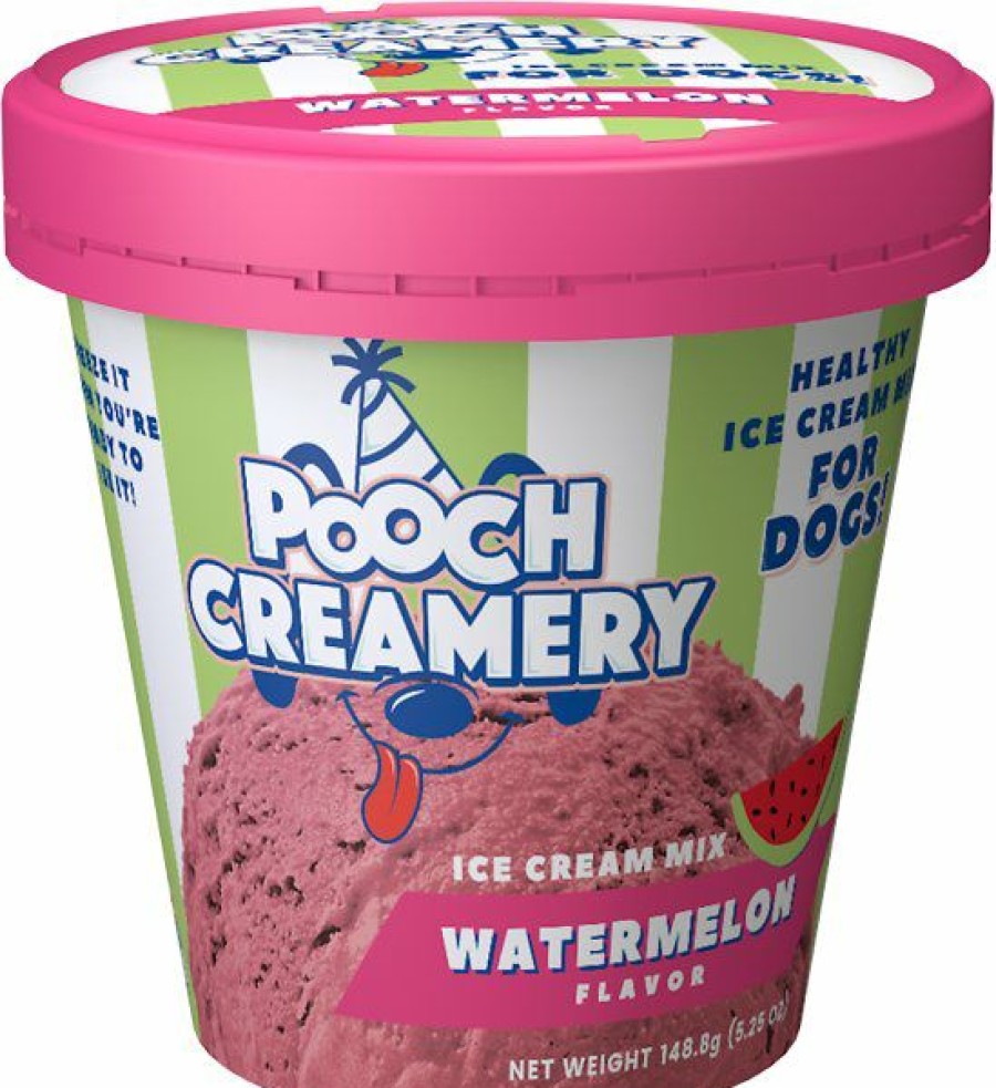 Soft & Chewy Treats * | Pooch Creamery Watermelon Flavor Ice Cream Mix Dog Treat, 5.25-Oz Cup Sale