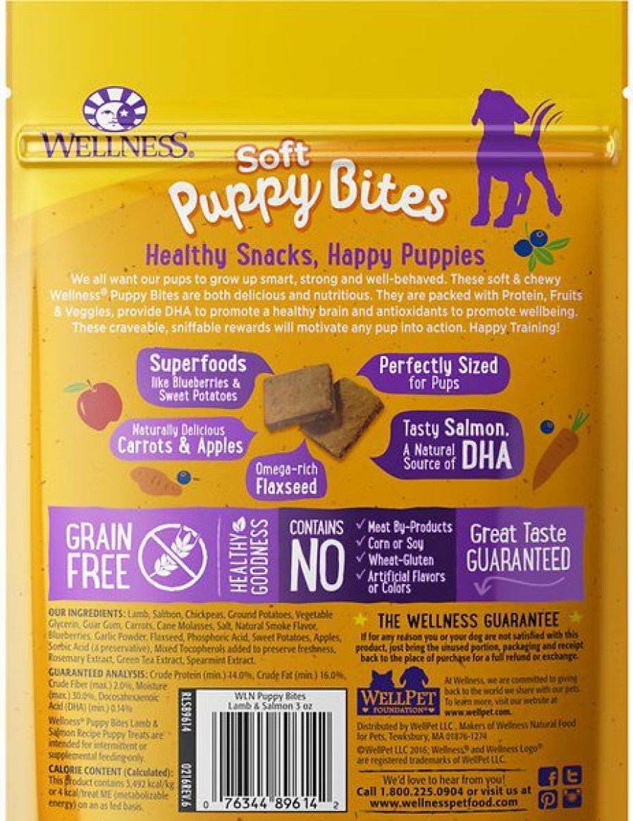 Soft & Chewy Treats * | Wellness Soft Puppy Bites Lamb & Salmon Recipe Grain-Free Dog Treats Online