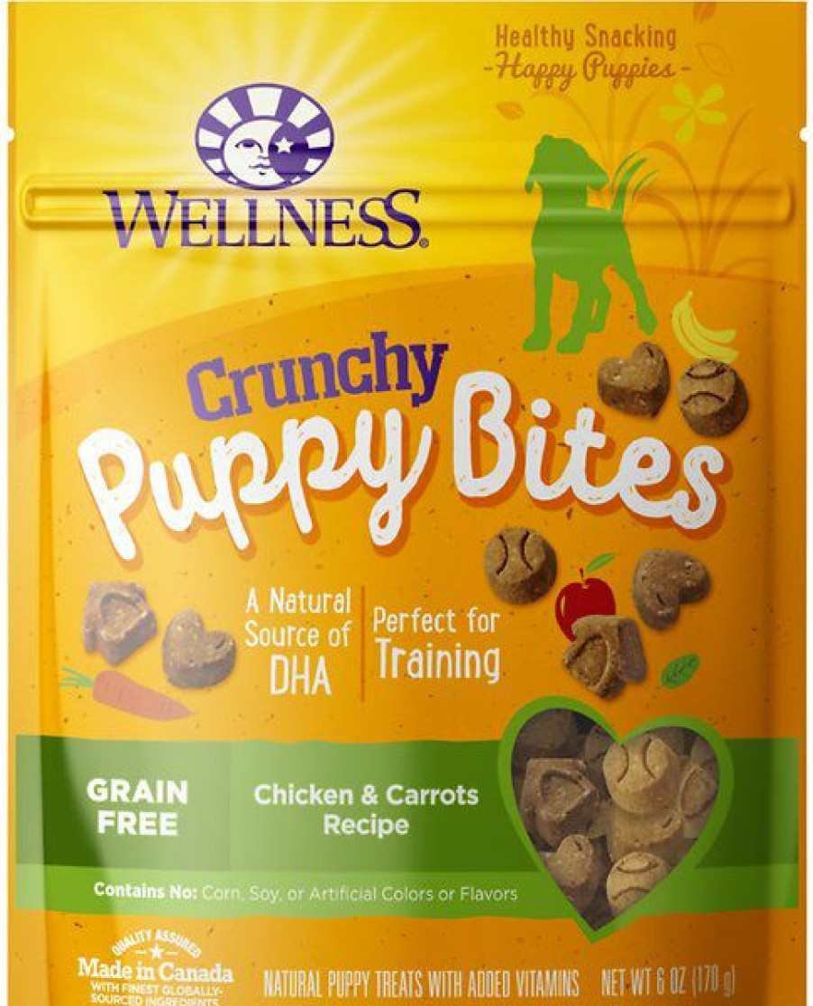 Soft & Chewy Treats * | Wellness Crunchy Puppy Bites Chicken & Carrots Recipe Grain-Free Dog Treats, 6-Oz Bag Clearance