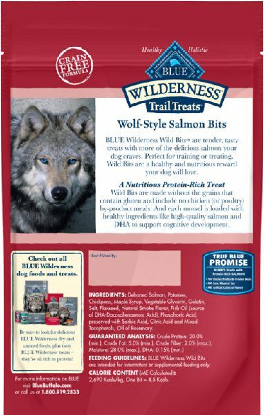 Soft & Chewy Treats * | Blue Buffalo Wilderness Trail Treats Salmon Wild Bits Grain-Free Training Dog Treats Online