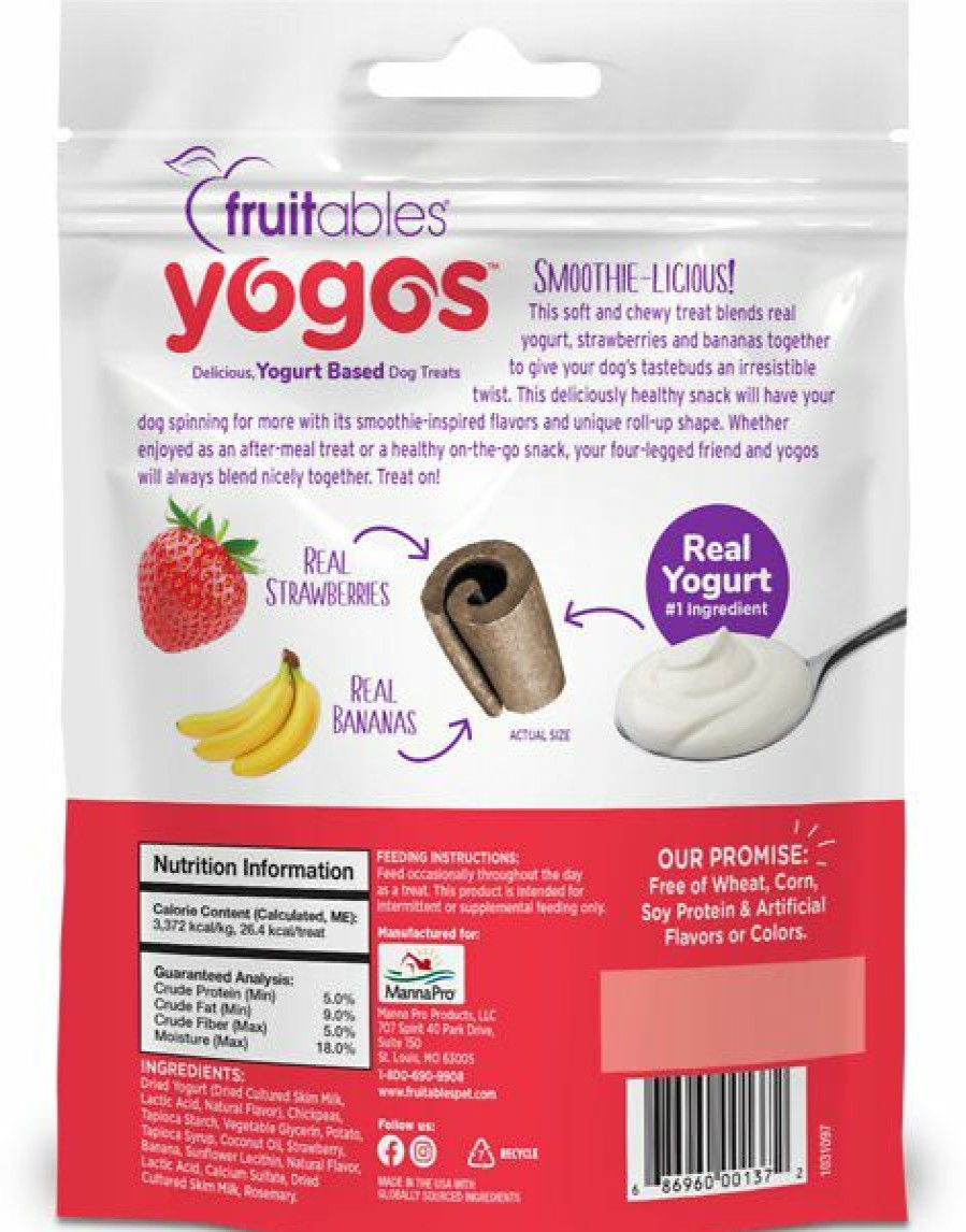 Soft & Chewy Treats * | Fruitables Yogos Strawberry & Banana Flavor Grain-Free Dog Treats, 12-Oz Pouch Sale