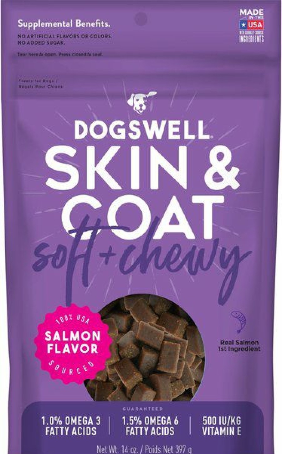 Soft & Chewy Treats * | Dogswell Skin & Coat Salmon Soft & Chewy Dog Treats, 14-Oz Bag Outlet