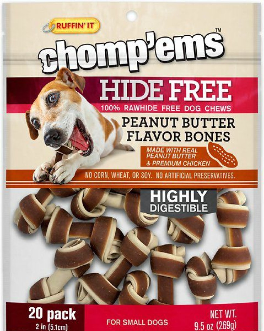 Soft & Chewy Treats * | Ruffin' It Chomp'Ems Hide-Free Knot Bones Two-Tone Peanut Butter Dog Treats, 20 Count Online