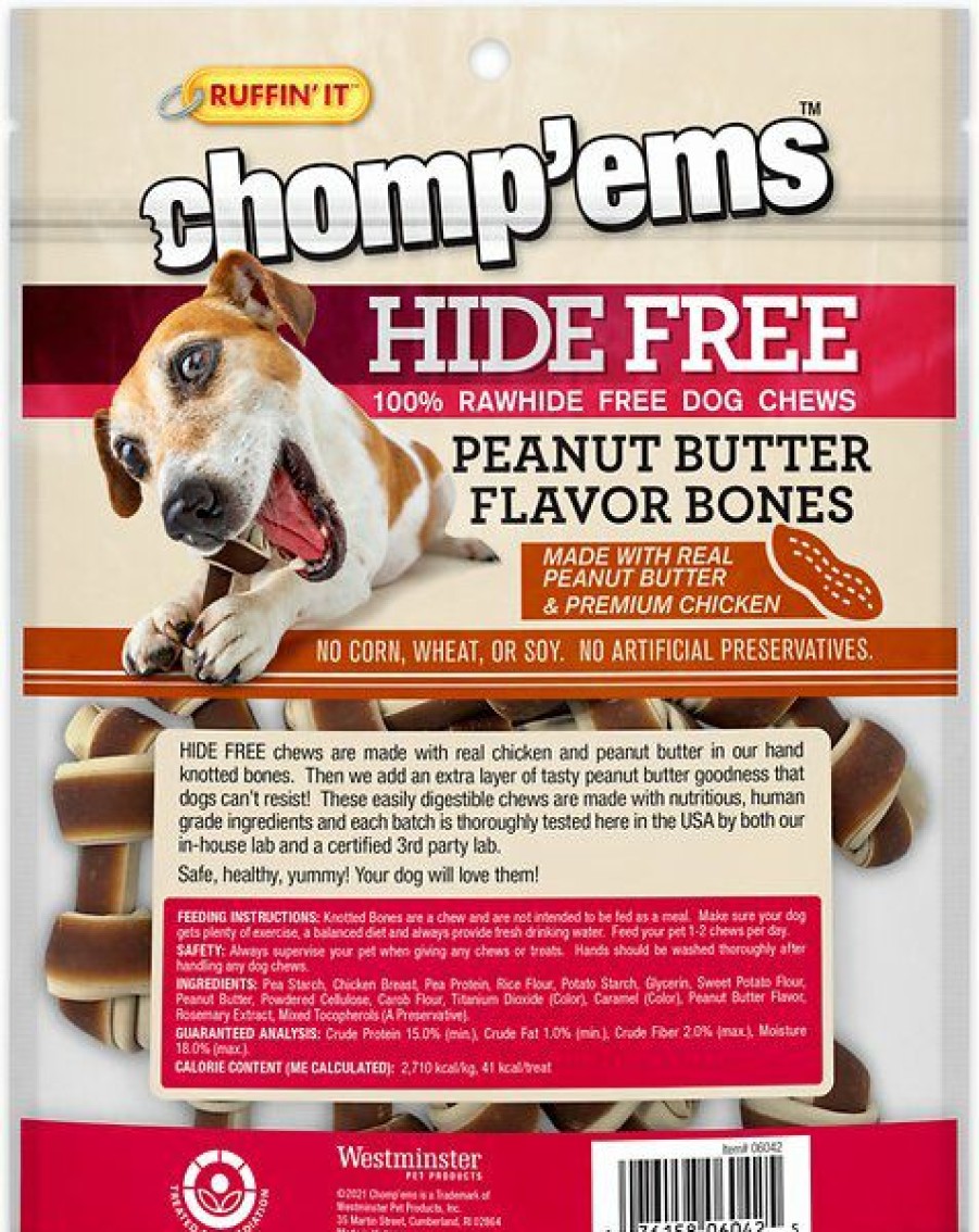 Soft & Chewy Treats * | Ruffin' It Chomp'Ems Hide-Free Knot Bones Two-Tone Peanut Butter Dog Treats, 20 Count Online