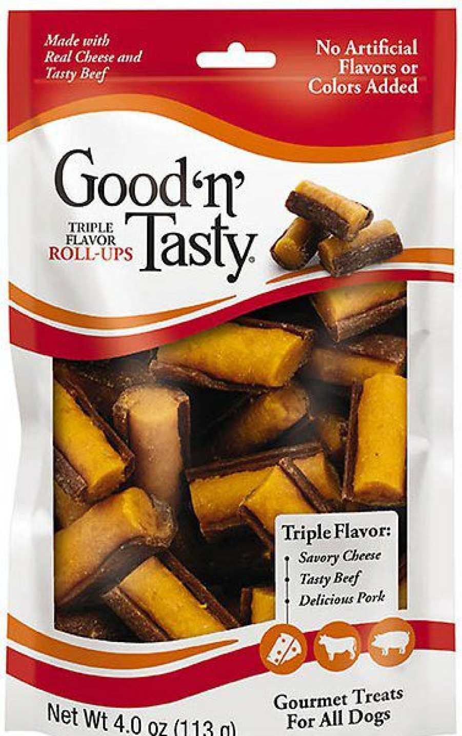 Soft & Chewy Treats * | Good 'N' Tasty Triple Flavor Roll-Ups Dog Treats, 4-Oz Bag Online