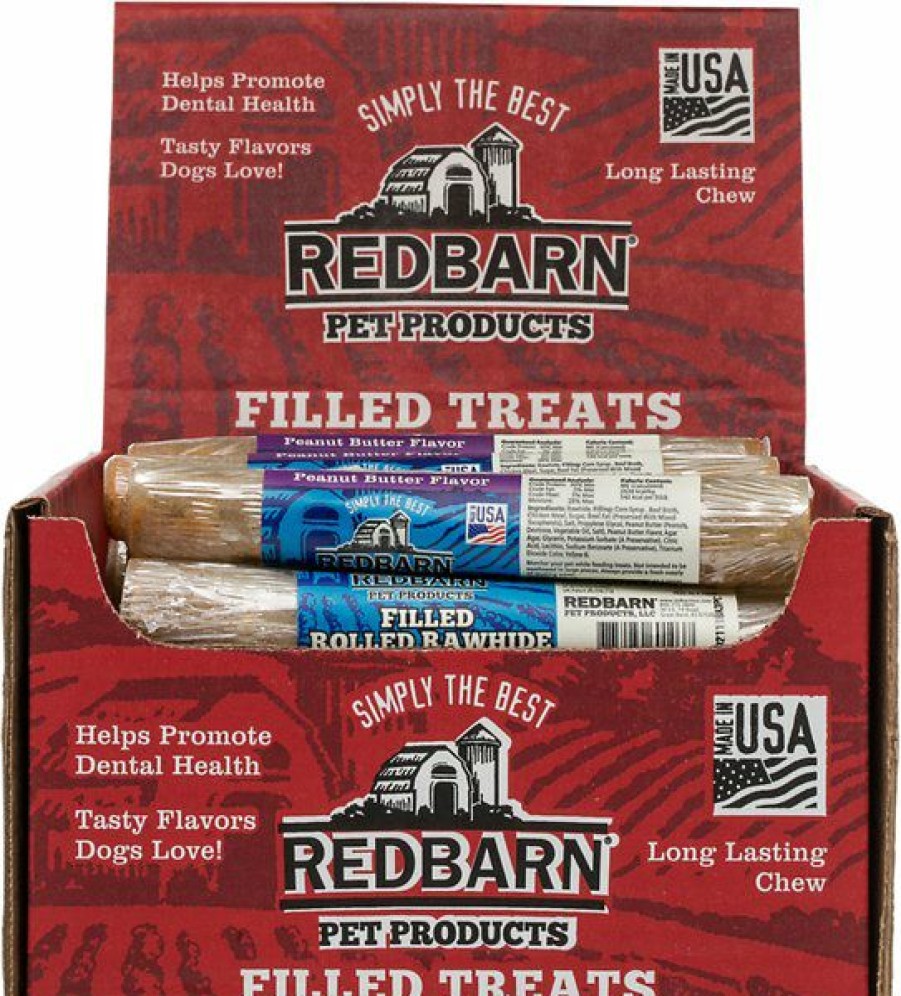 Bones & Natural Chews * | Redbarn Peanut Butter Filled Rolled Rawhide Dog Treats, 6-In Chew, Case Of 24 Clearance