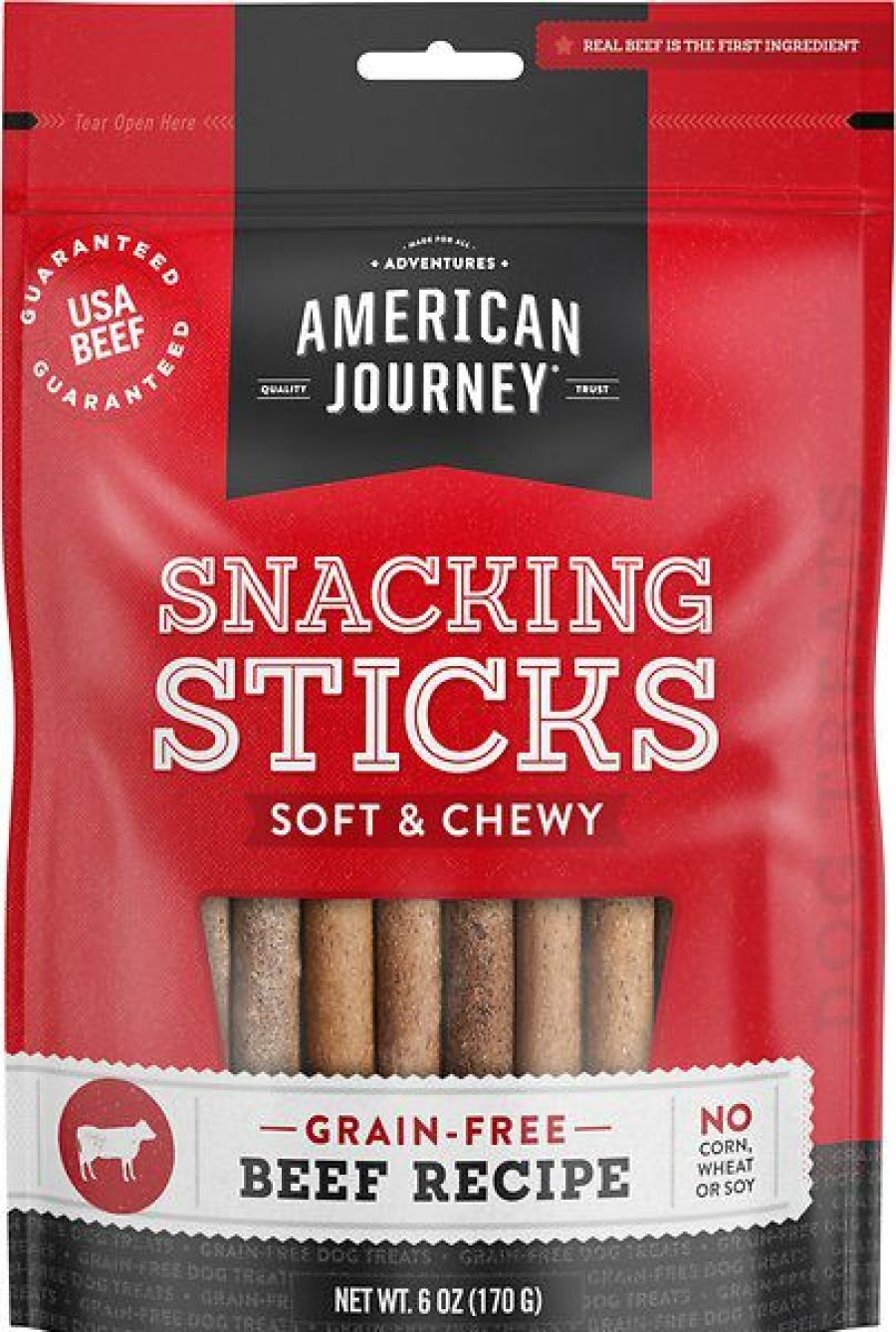 Soft & Chewy Treats * | American Journey Beef Recipe Grain-Free Soft & Chewy Snacking Sticks Dog Treats, 6-Oz Bag Outlet