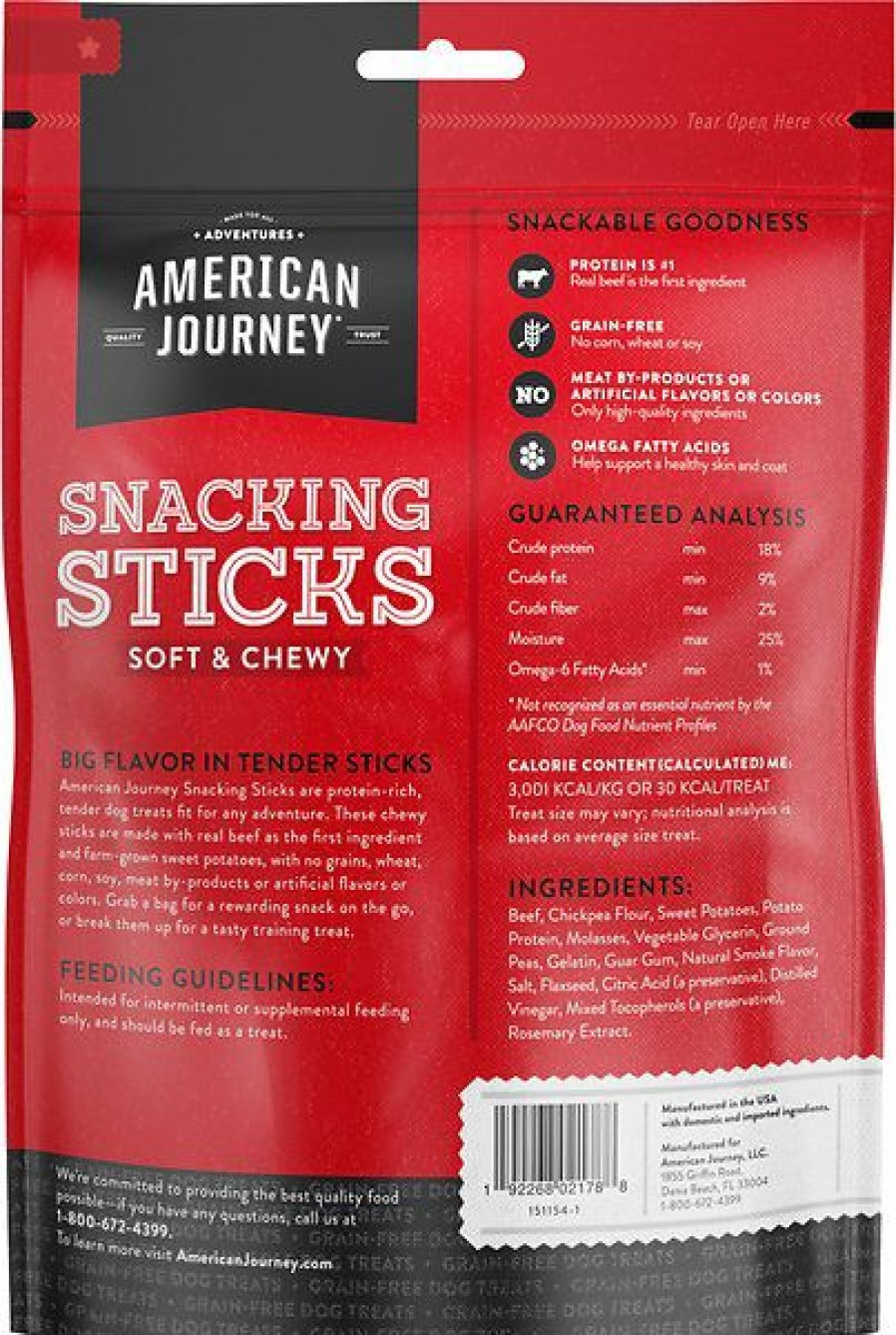 Soft & Chewy Treats * | American Journey Beef Recipe Grain-Free Soft & Chewy Snacking Sticks Dog Treats, 6-Oz Bag Outlet