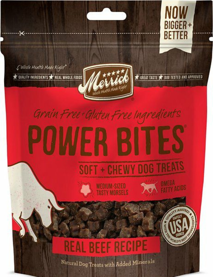 Soft & Chewy Treats * | Merrick Power Bites Real Texas Beef Recipe Grain-Free Soft & Chewy Dog Treats, 6-Oz Bag Discount