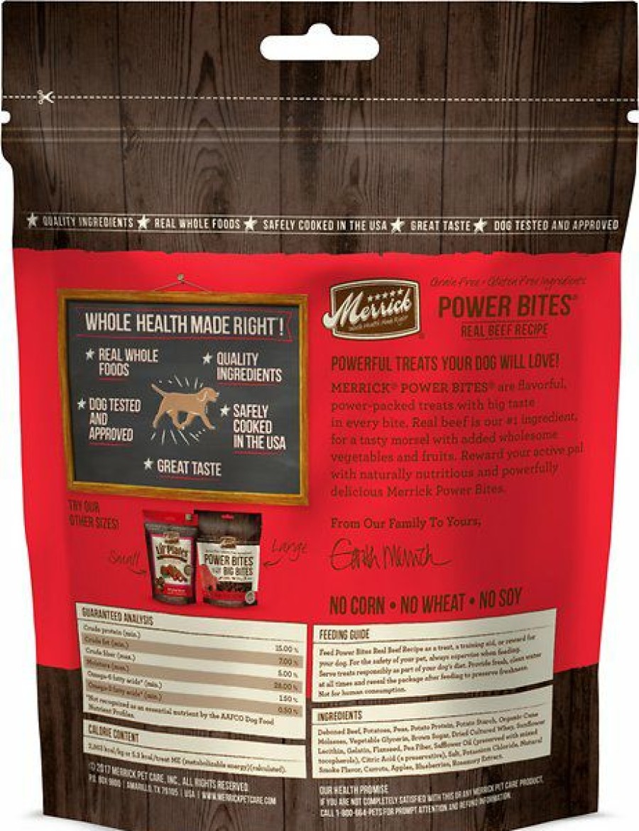 Soft & Chewy Treats * | Merrick Power Bites Real Texas Beef Recipe Grain-Free Soft & Chewy Dog Treats, 6-Oz Bag Discount