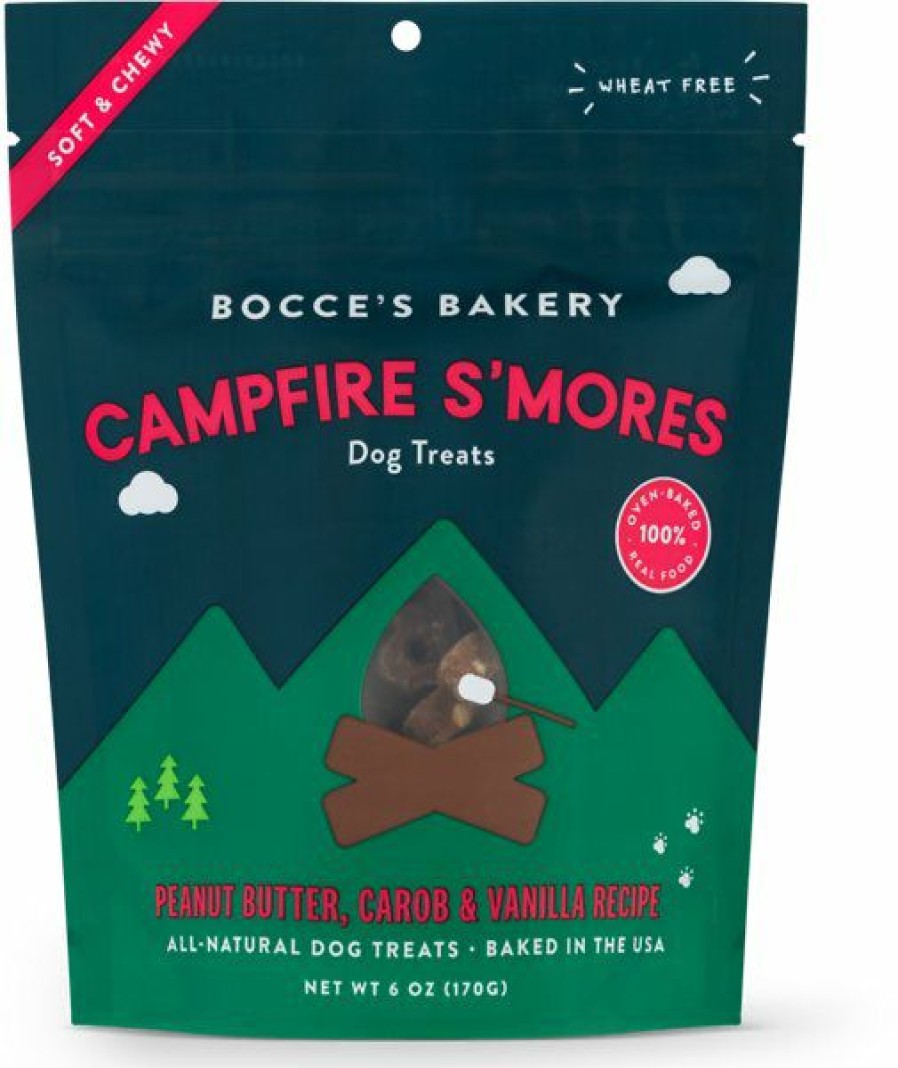 Soft & Chewy Treats * | Bocce'S Bakery Campfire S'Mores Peanut Butter, Carob & Vanilla Recipe Dog Treats, 6-Oz Bag Sale