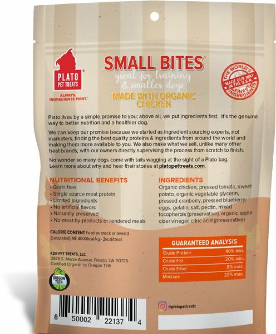 Soft & Chewy Treats * | Plato Small Bites Organic Chicken Grain-Free Dog Treats Sale