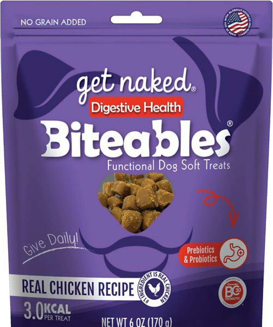 Soft & Chewy Treats * | Get Naked Biteables Functional Digestive Health Real Chicken Recipe Dog Treats, 6-Oz Bag Sale