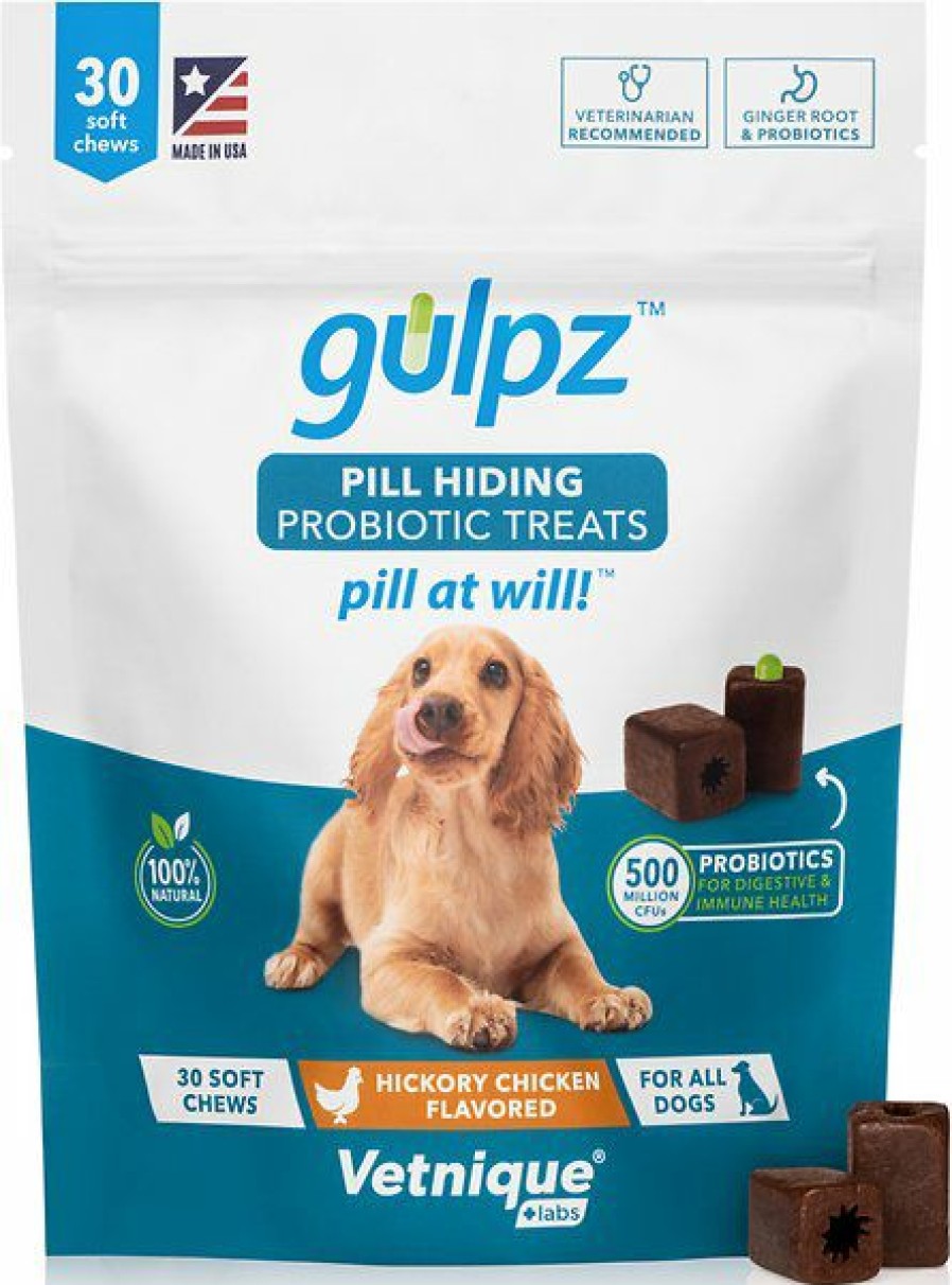 Soft & Chewy Treats * | Vetnique Labs Gulpz Pill Hiding Probiotic Hickory Chicken Flavor Dog Treats Online