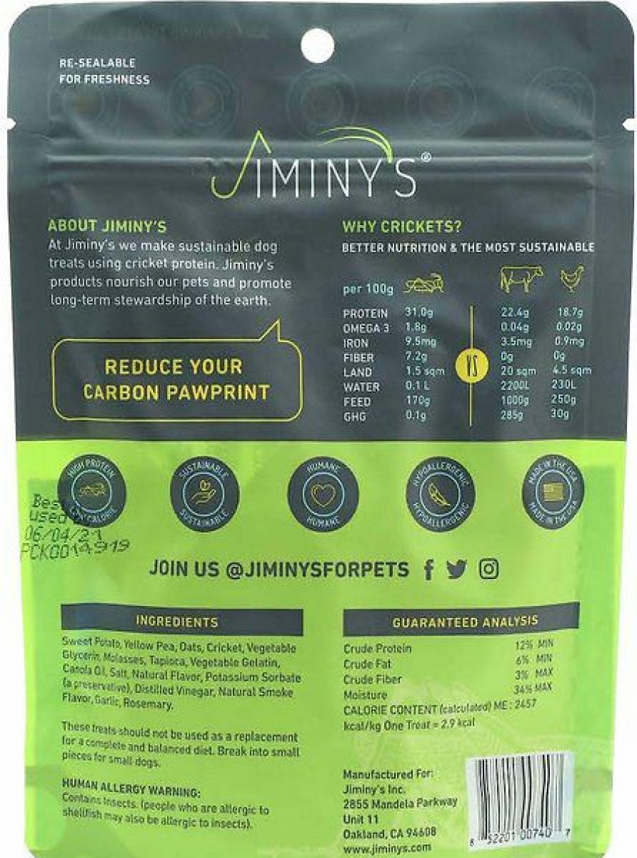 Soft & Chewy Treats * | Jiminy'S Cricket Peas & Sweet Potato Recipe Chicken-Free Dog Treats, 6-Oz Bag Clearance