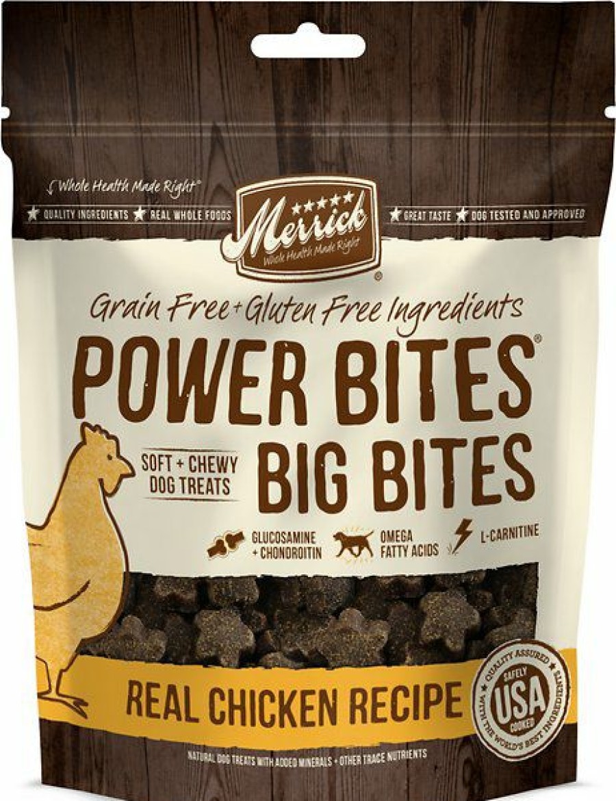 Soft & Chewy Treats * | Merrick Power Bites Big Bites Real Chicken Recipe Grain-Free Soft & Chewy Dog Treats Online