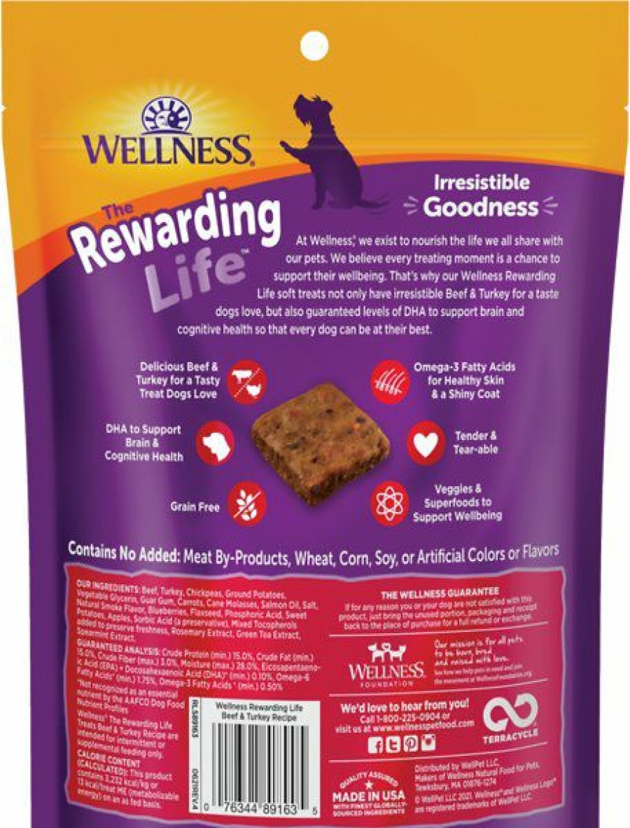 Soft & Chewy Treats * | Wellness Rewarding Life Beef & Turkey Grain-Free Soft & Chewy Dog Treats, 6-Oz Bag Outlet