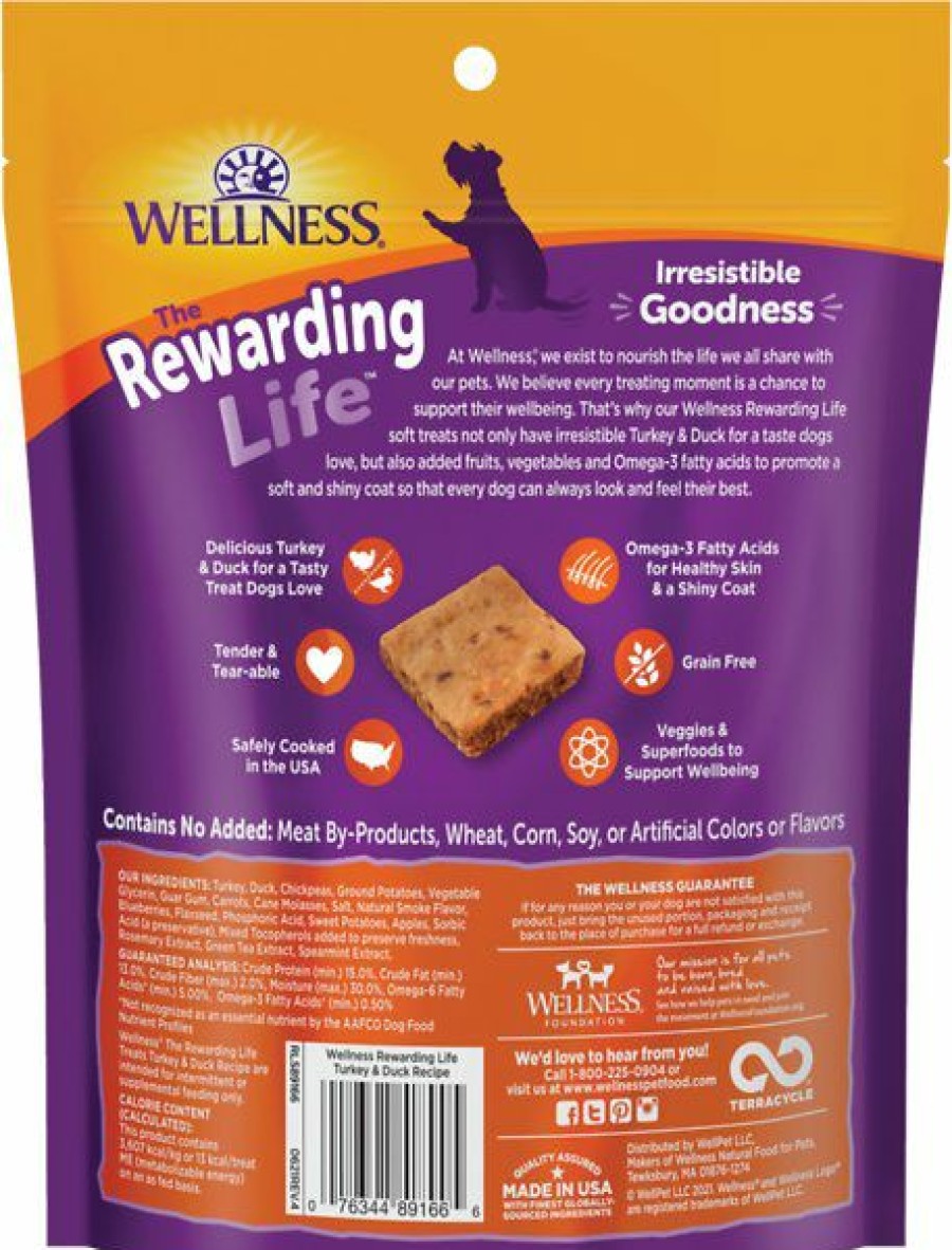 Soft & Chewy Treats * | Wellness The Rewarding Life Turkey & Duck Soft & Chewy Dog Treats, 6-Oz Bag Discount