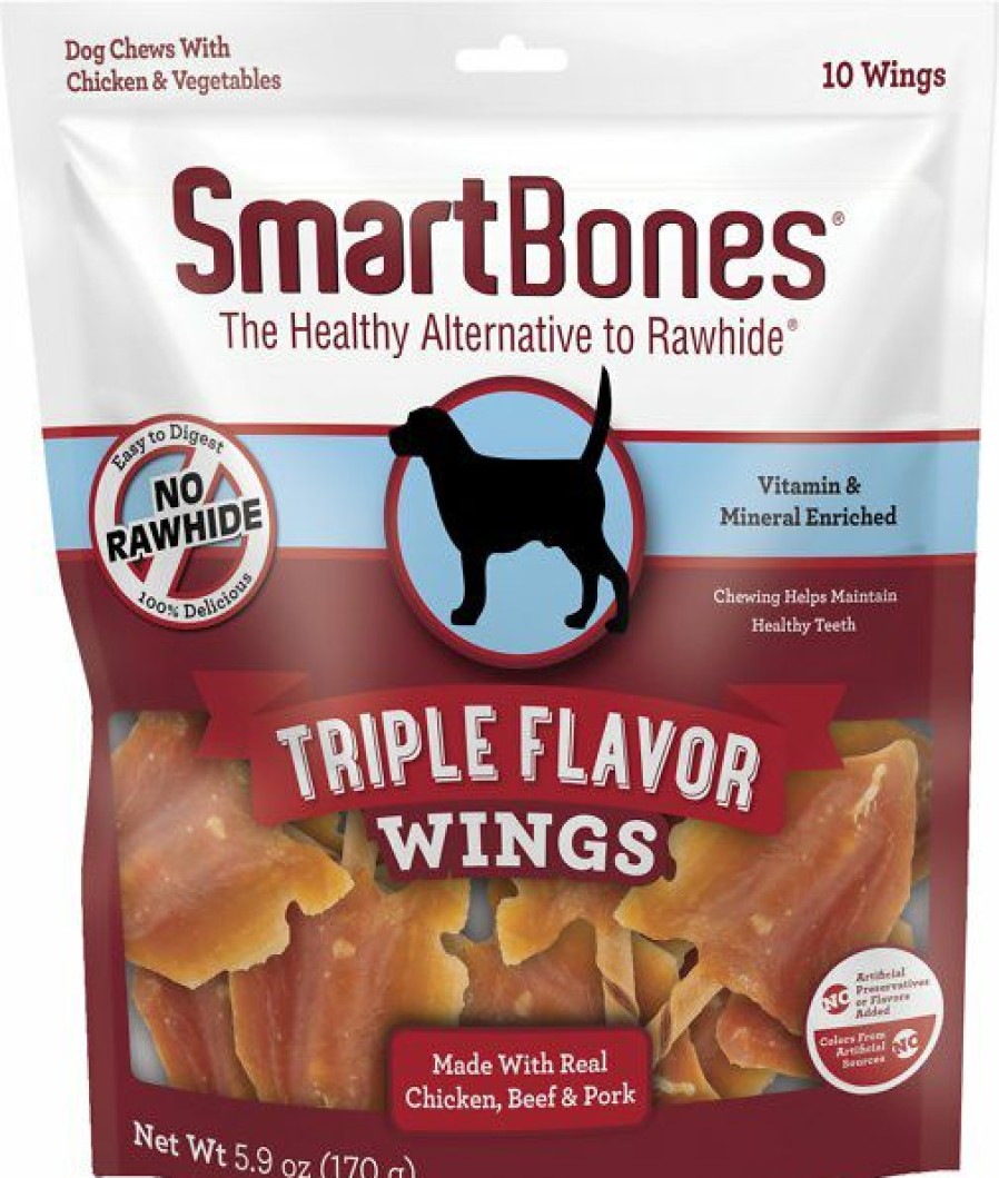 Soft & Chewy Treats * | Smartbones Triple Flavor Wings Dog Treats, 10 Count Online