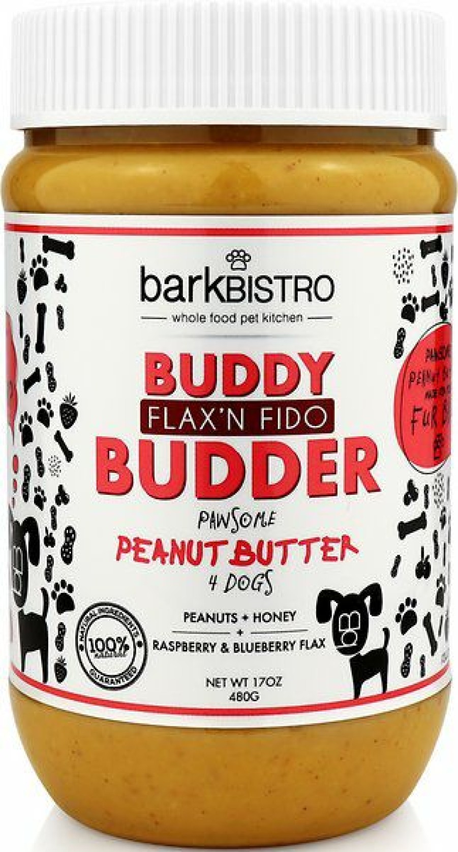 Soft & Chewy Treats * | Bark Bistro Company Buddy Budder Flax'N Fido Peanut Butter Lickable Dog Treat, 16-Oz Jar Outlet