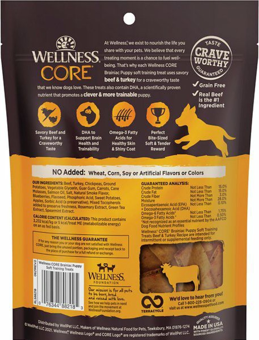 Soft & Chewy Treats * | Wellness Core Brainiac Puppy Beef & Turkey Soft Training Dog Treats, 5-Oz Bag Clearance