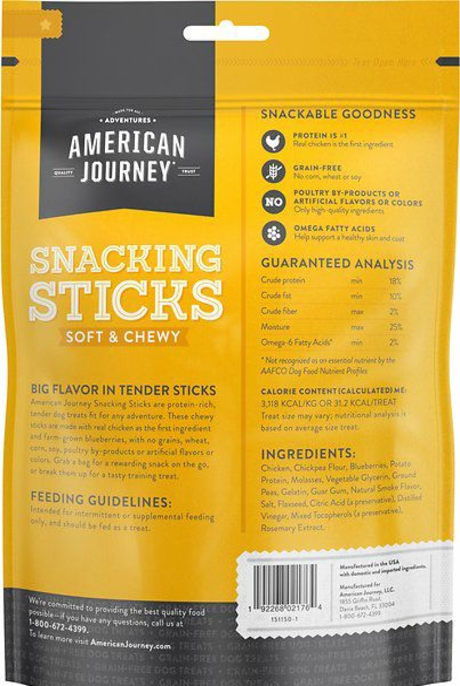 Soft & Chewy Treats * | American Journey Chicken Recipe Grain-Free Soft & Chewy Snacking Sticks Dog Treats, 6-Oz Bag Outlet