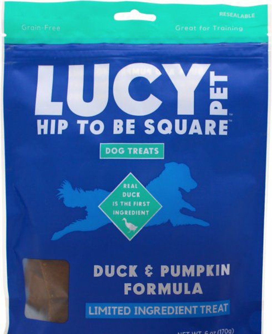 Soft & Chewy Treats * | Lucy Pet Products Hip To Be Square Duck & Pumpkin Formula Grain-Free Dog Treats, 6-Oz Bag Outlet