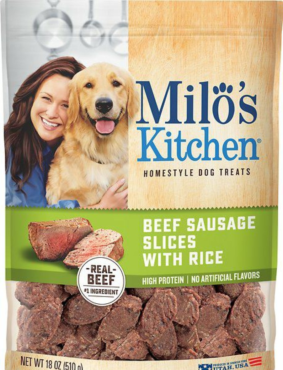 Soft & Chewy Treats * | Milo'S Kitchen Beef Sausage Slices With Rice Dog Treats Sale