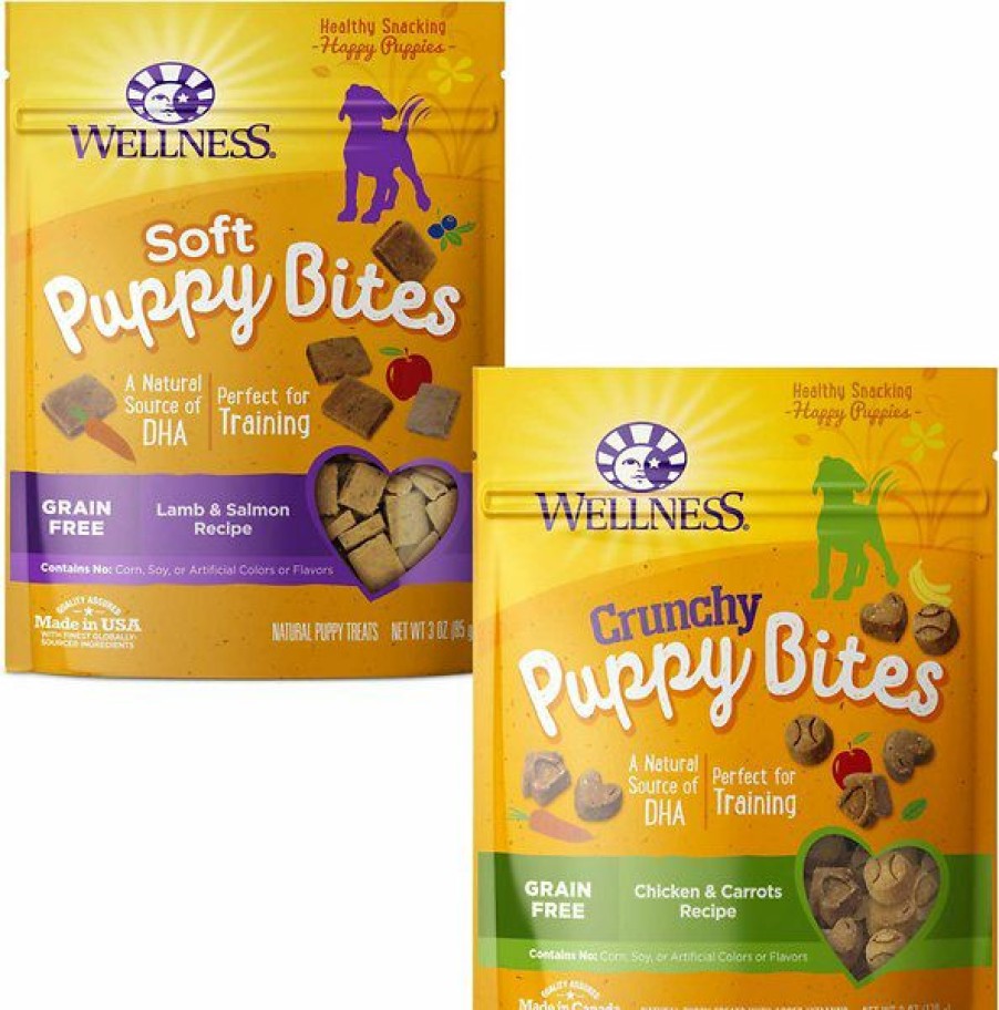 Soft & Chewy Treats * | Bundle: Wellness Soft Puppy Bites Lamb & Salmon Recipe Grain-Free Dog Treats, 3-Oz Pouch + Wellness Crunchy Puppy Bites Chicken & Carrots Recipe Grain-Free Dog Treats, 6-Oz Bag Discount