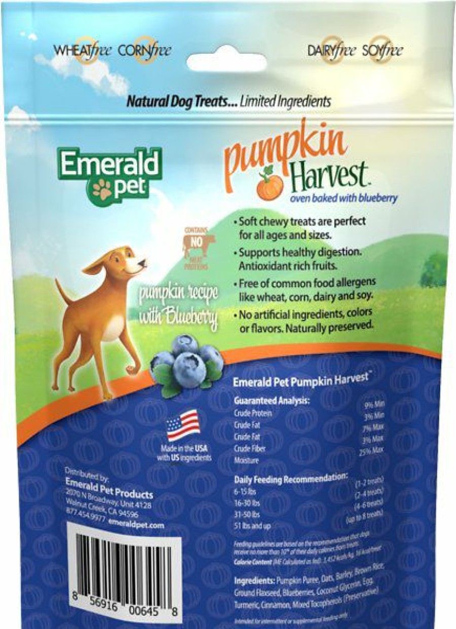 Soft & Chewy Treats * | Emerald Pet Pumpkin Harvest Oven Baked Pumpkin Recipe With Blueberry Chewy Dog Treats, 6-Oz Bag Outlet